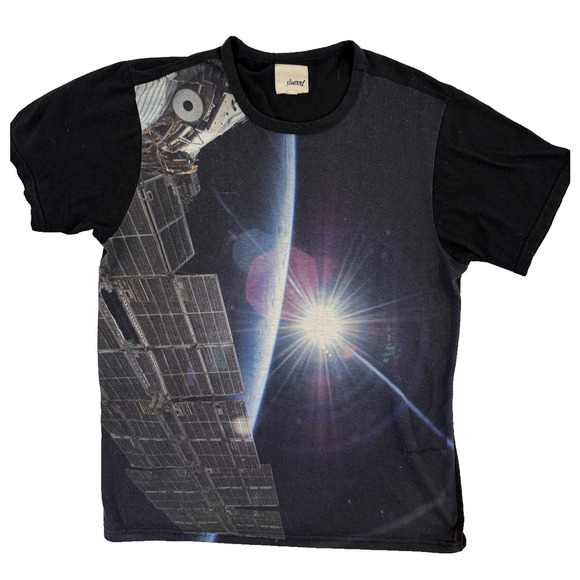 Elwood Shirt Mens Large Space Station Solar Panel NASA Graphic Tee Astronomy - Picture 1 of 4